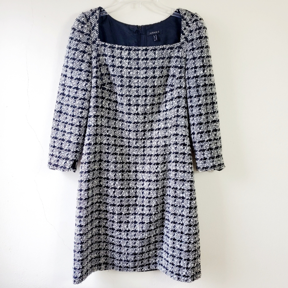Apart Tweed Square Neckline Puff Sleeve